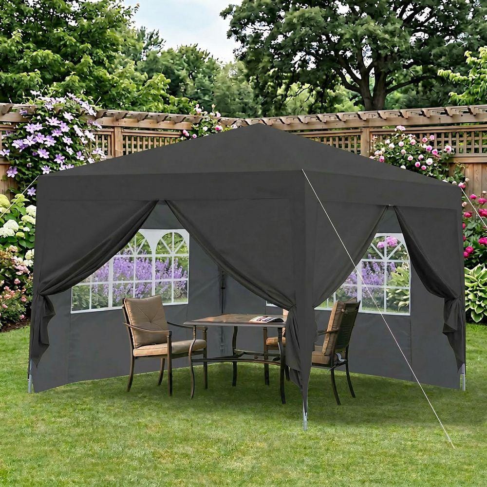 Black Outdoor 10 ft. x 10 ft. Pop Up Canopy Tent Gazebo with