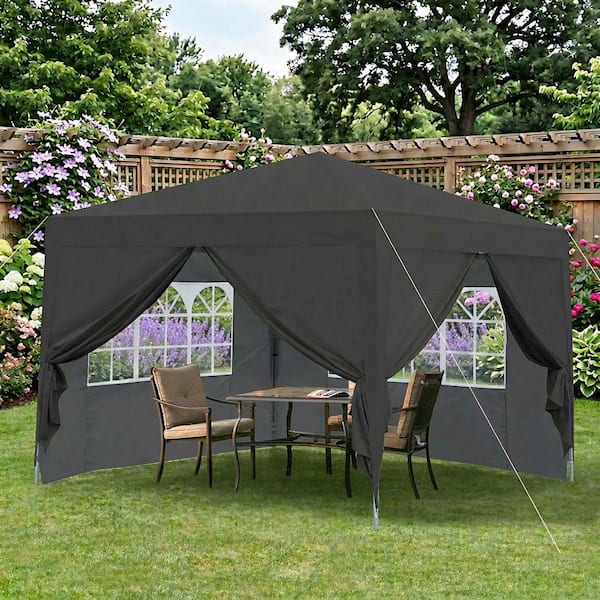 Black Outdoor 10 ft. x 10 ft. Pop Up Canopy Tent Gazebo with