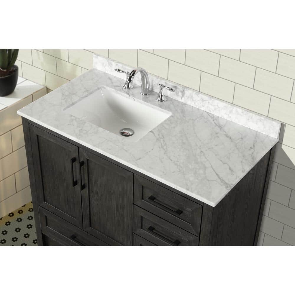 Huntington 42" Weathered Gray Solid Wood Bathroom Vanity