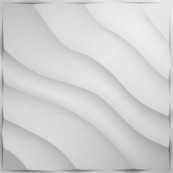 Ekena Millwork 1 in. x 19-1/2 in. x 19-1/2 in. Modern Wave EnduraWall PVC Decorative 3D Wall Panel, White, (20-Pack for 53.49 sq. ft.)
