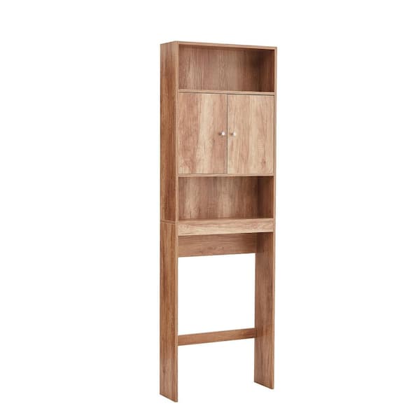 Unbranded Ursina 24.80 in. W x 76.77 in. H x 7.87 in. D Brown MDF Over-the-Toilet Storage in Yellow Brown
