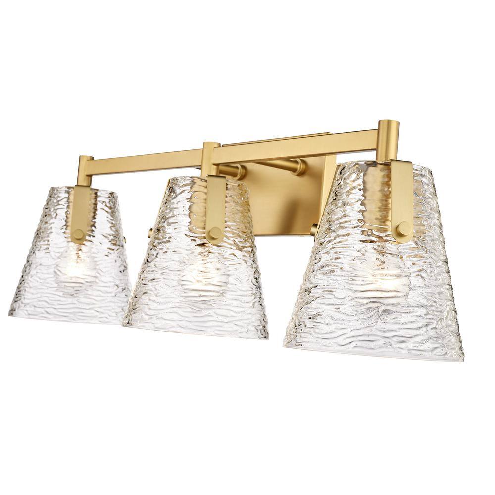 Analia Modern Gold 3-Light Vanity with Clear Glass Shades