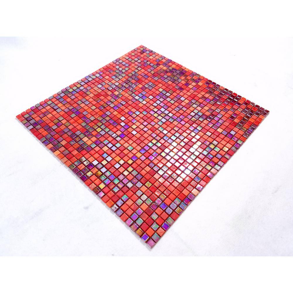 Artistic Amber Iridescent Glass Mosaic 12x12 Wall Tile