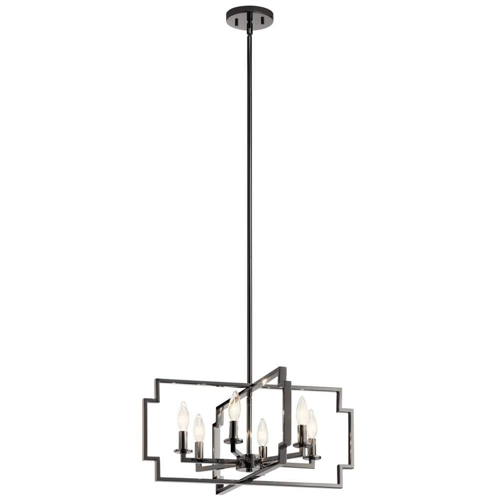 KICHLER Downtown Deco 21 In 6 Light Midnight Chrome Contemporary   Midnight Chrome Kichler Chandeliers 44128mch 64 1000 