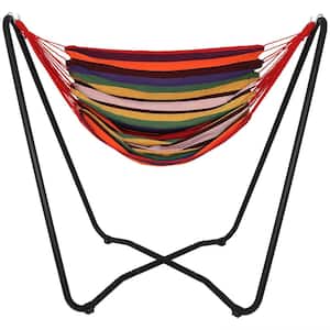 5 ft. Fabric Hanging Hammock Chair with Space-Saving Stand in Sunset
