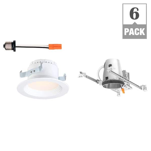EnviroLite 4 in. 2700K White New Construction Recessed Integrated LED Housing LED Trim Kit (6-Pack)