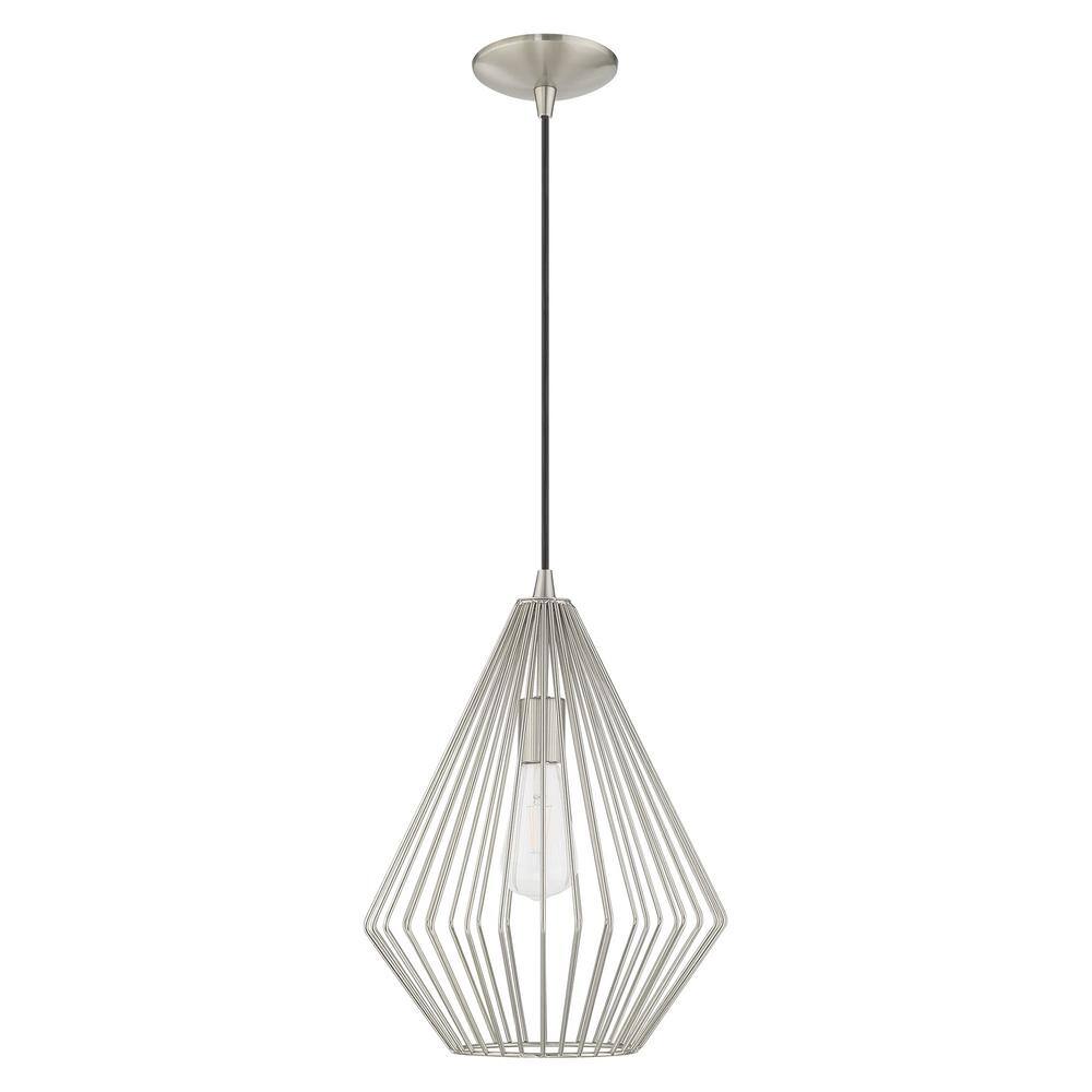 Contemporary Mini Pendant Light with Brushed Nickel Geometric Shade