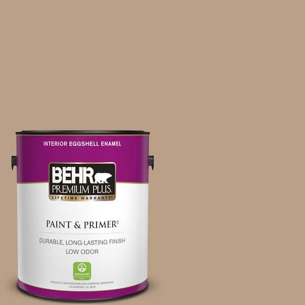 BEHR PREMIUM PLUS 1 gal. #ICC-52 Cup of Cocoa Eggshell Enamel Low Odor Interior Paint & Primer