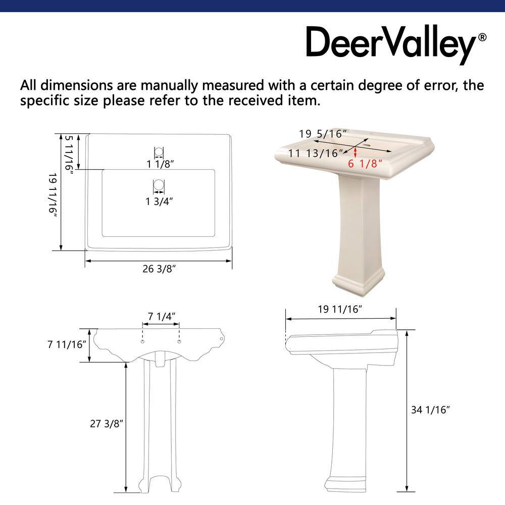 Bone Ceramic Single Hole Pedestal Bathroom Sink