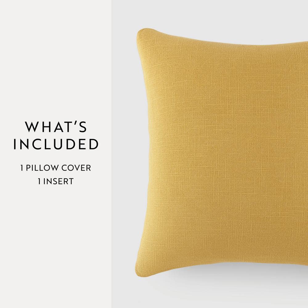 Mustard Yellow Cotton Distressed 20" Square Throw Pillow Set