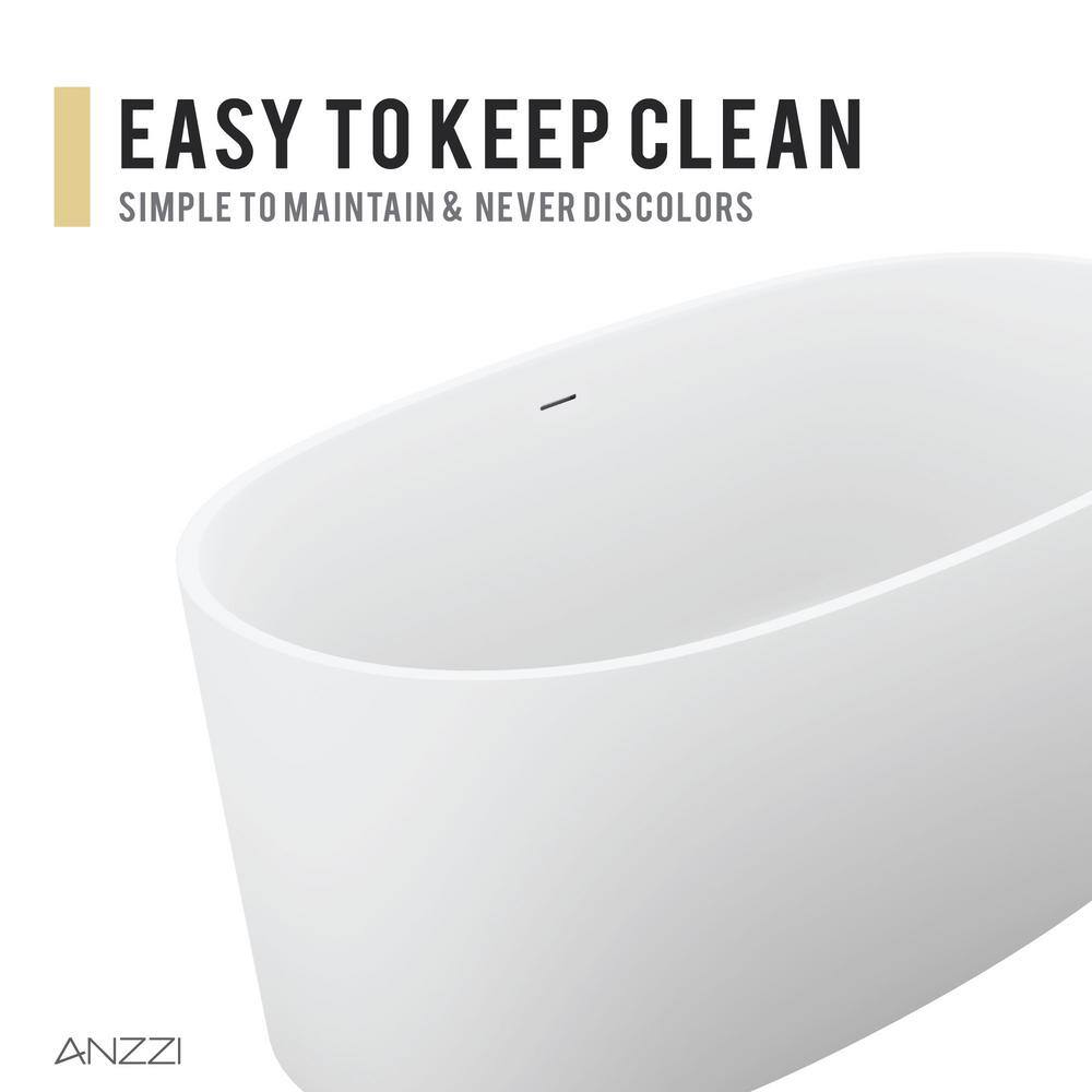 Roccia 61.4'' White Solid Surface Freestanding Bathtub
