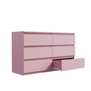 47.25-in W x 15.75-in D x 27.95-in H Pink Particle Board Ready to Assemble Floor Storage Cabinet Large 6-Drawer Chest