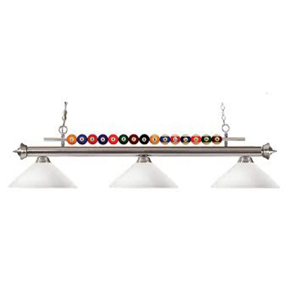 UPC 685659019803 product image for Shark 3-Light Brushed Nickel with Angle Matte Opal Shade Billiard Light with No  | upcitemdb.com