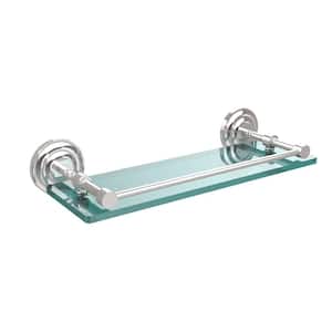 Que New 16 in. L x 3 in. H x 5 in. W Clear Glass Bathroom Shelf with Gallery Rail in Polished Chrome