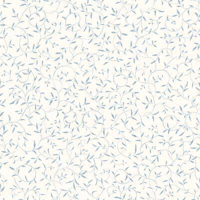 The Wallpaper Company 56 sq.ft. Blue Pastel Leaf Scroll Wallpaper-DISCONTINUED