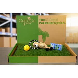 Gotta Go Grass Potty Pad with Tray + Waste Bags + Toy Ball + Squeaky Toy