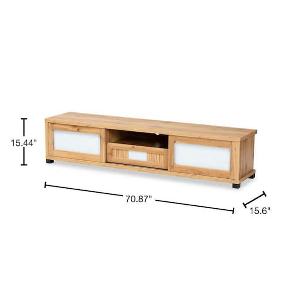 Baxton Studio Gerhardine 70.87 in. Oak Brown and Black TV Stand