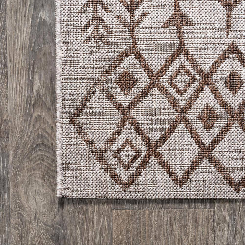 Beige and Brown Geometric Bohemian Indoor/Outdoor Area Rug