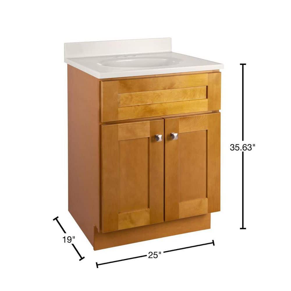 Modern Birch 25" Freestanding Bathroom Vanity with Cultured Marble Top
