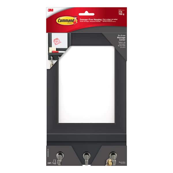 Command 2 lb. Slate Hanging Dry Erase Message Center (1 Organizer, 3 Hooks, 8 Strips)