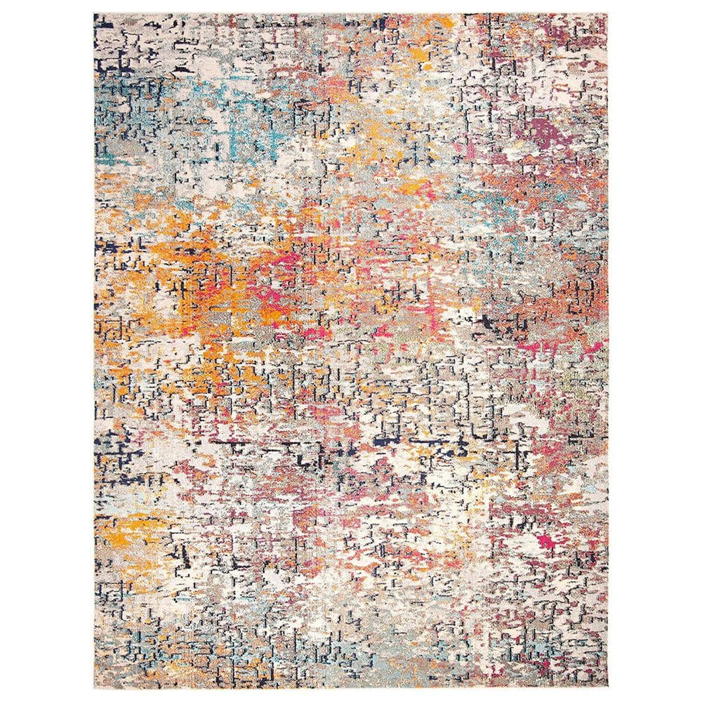 Pink Polypropylene 8 ft. x 10 ft. Abstract Indoor Area Rug