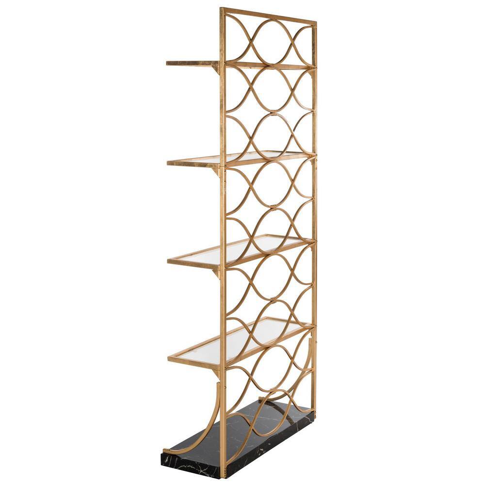Black and Gold Glass 4-Tier Marble Base Etagere