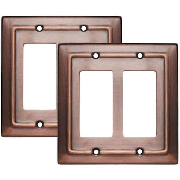 Architectural 2-Gang Antique Copper Decorator/Rocker Metal Wall Plate (2-Pack)