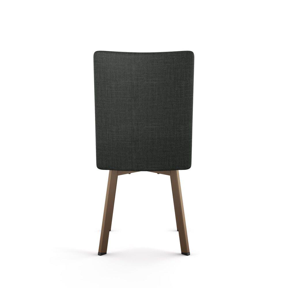 Elmira Black Polyester and Bronze Metal Parsons Side Chair