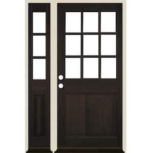 50 in. x 80 in. Right Hand 9-Lite with Beveled Glass Black Stain Douglas Fir Prehung Front Door Left Sidelite