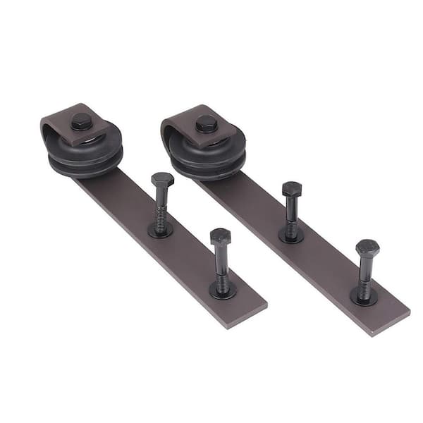 120 in. Antique Bronze Bent Strap Sliding Barn Style Door Hardware Track (2-Set) 120 in. Antique Bronze Bent Strap Sliding Barn Style Door Hardware Track (2-Set)