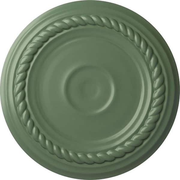 Ekena Millwork 3/4" x 7-7/8" x 7-7/8" Polyurethane Small Alexandria Ceiling Medallion Moulding, Hand-Painted Athenian Green