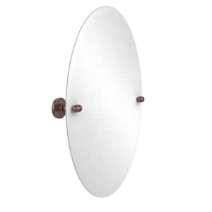 Tango Collection 21 in. x 29 in. Frameless Oval Single Tilt Mirror with Beveled Edge in Antique Copper