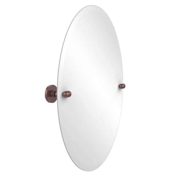 Allied Brass Tango Collection 21 in. x 29 in. Frameless Oval Single Tilt Mirror with Beveled Edge in Antique Copper