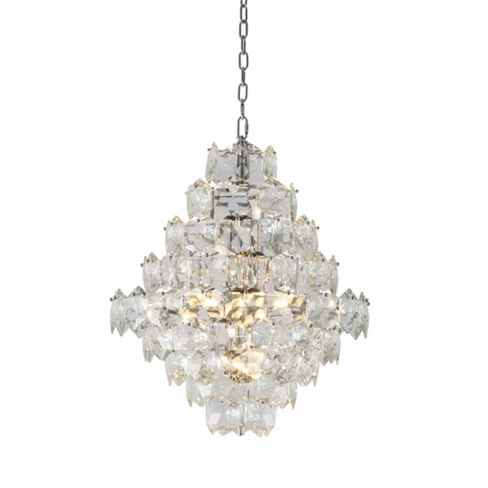 Wren 12-Light Chrome Crystal Cylinder Chandelier Living Room with No Bulbs 