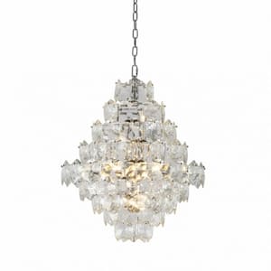 Wren 12-Light Chrome Crystal Cylinder Chandelier Living Room with No Bulbs Included