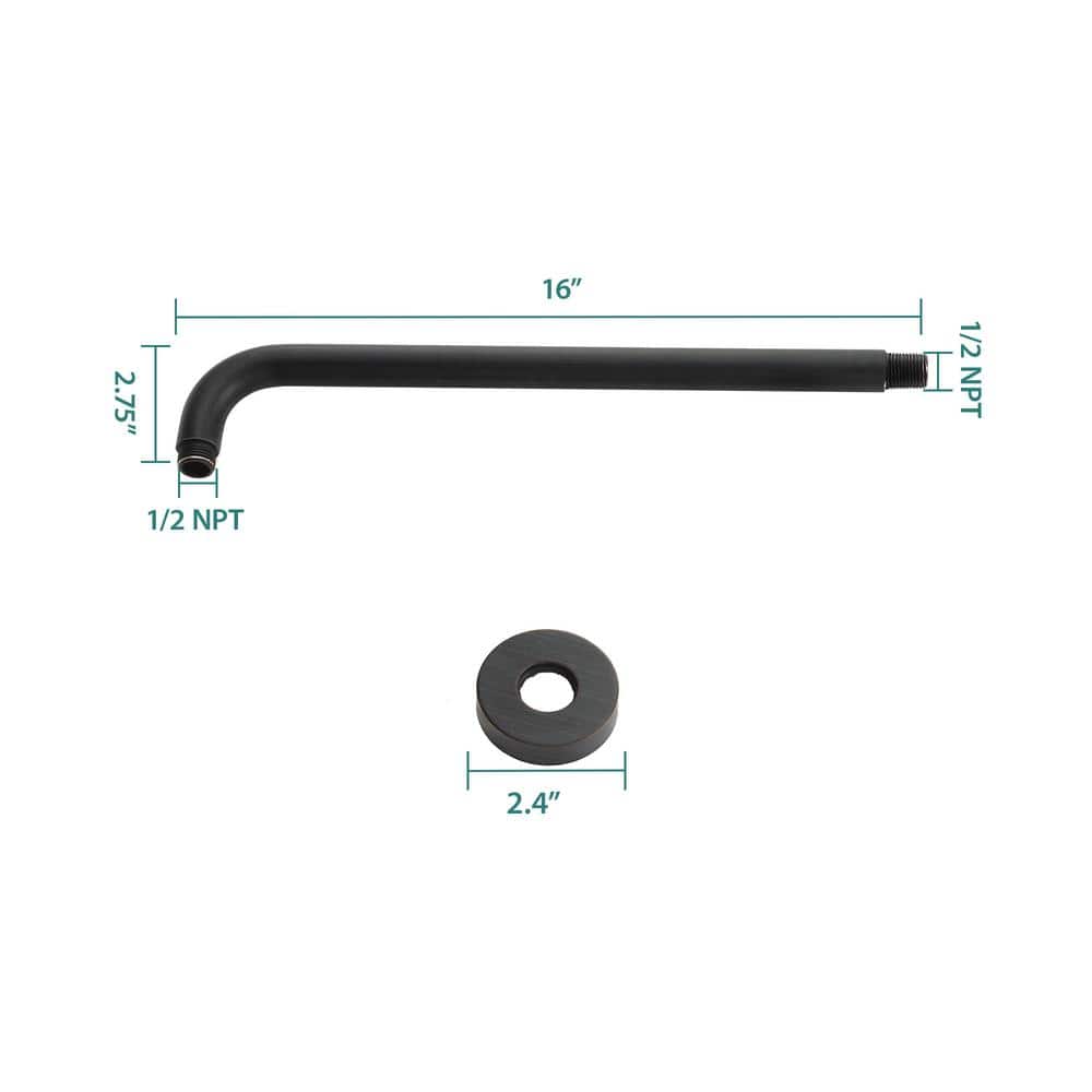 16" Oil Rubbed Bronze Wall Mounted Shower Arm
