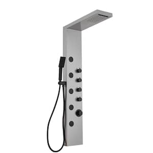 Dual 3-in-One 5-Jet Shower Panel Tower System With Rainfall Waterfall Shower Head,and Massage Body Jets in Black Nickel