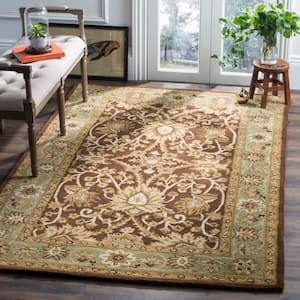 Antiquity Chocolate/Blue 4 ft. x 6 ft. Border Area Rug