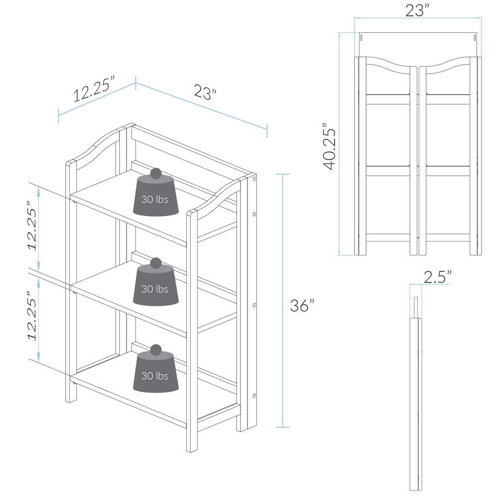 Warm Brown Solid Wood 36" Folding Bookcase with Doors