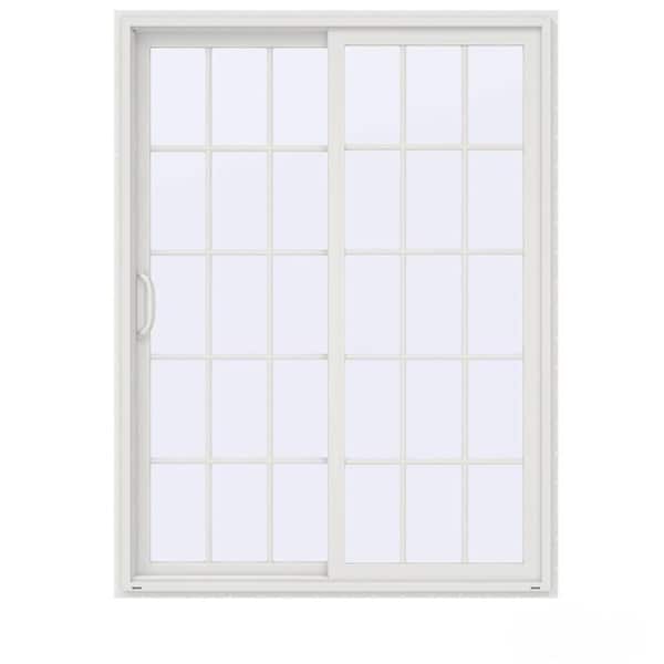 60 in. x 80 in. V-4500 Contemporary White Vinyl Left-Hand 15 Lite Sliding Patio Door