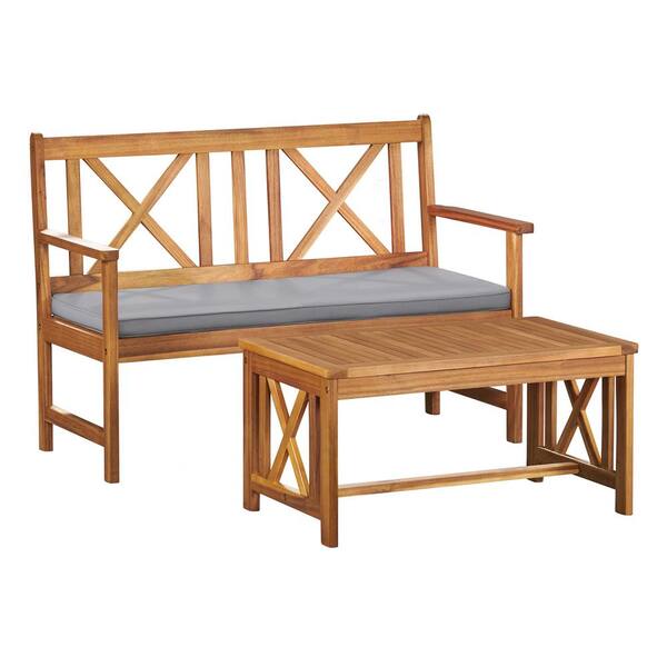 2 seater wooden discount bench with table