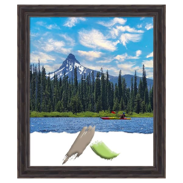 Amanti Art Rustic Pine Brown Narrow Wood Picture Frame Opening Size 20 x 24 in.