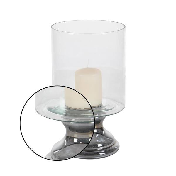 Litton Lane Clear Glass Traditional Candle Hurricane Lamp 24687 The Home Depot Traditional Candle Hurricane Lamp 24687, Tea Light Hurricane Lamp