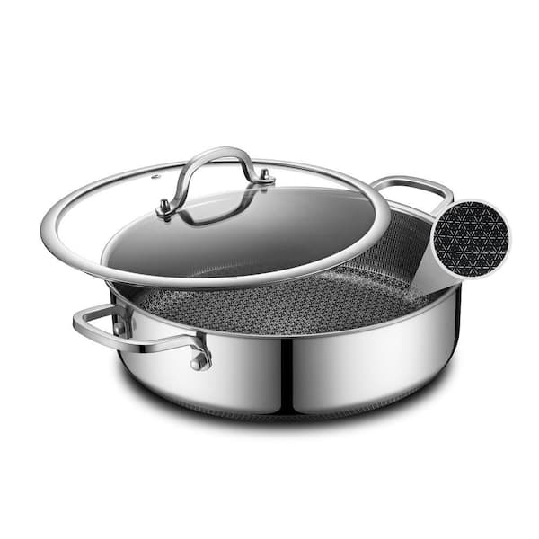5 qt. Saute Pan, 12 in. Deep Frying Pan with Lid, Dishwasher and Oven Safe, Works on Induction, Ceramic and Gas Cooktops