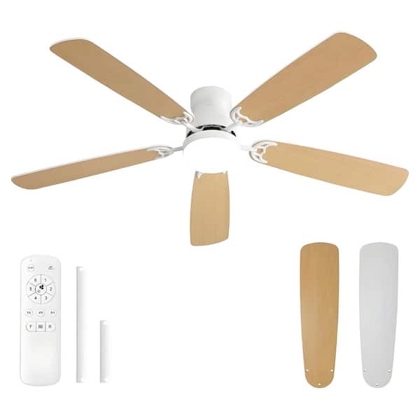 42 in. Indoor Integrated LED Low Profile White Ceiling Fan with Light Kit and Remote, Reversible DC Motor Included