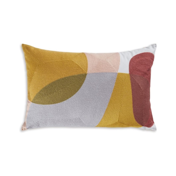 Varness Yelllow/Gray Abstract Polyester 14 in. X 22 in. Throw Pillow (Set of 4)