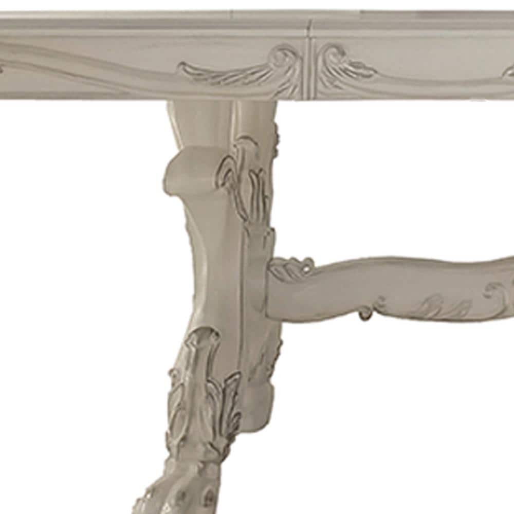 Elegant Dresden 108-inch Bone White Extendable Dining Table