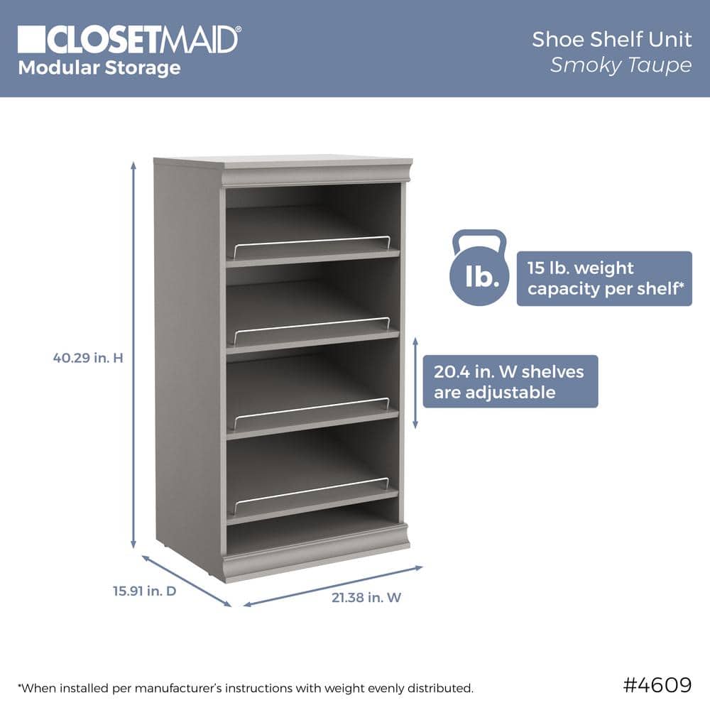 Smoky Taupe Stackable 8-Shelf Wood Shoe Tower