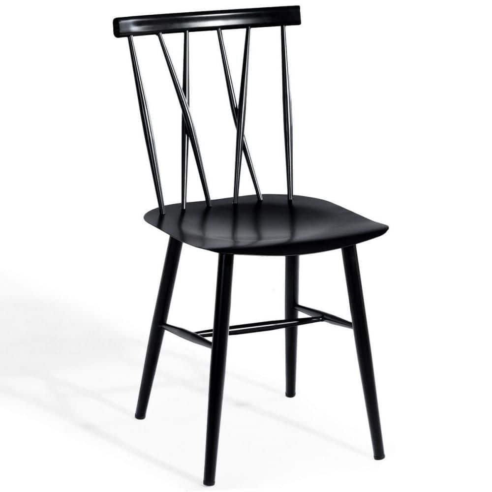 High Black Metal Cross Back Side Chair Set