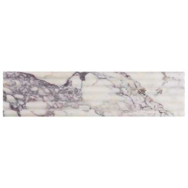 Calacatta Viola 6 in. x 0.75 in. Fluted Honed Marble Wall Tile Sample